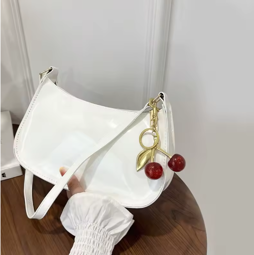 Vintage Retro Shoulder Bag with Cherry Pendant