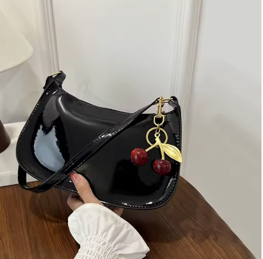 Vintage Retro Shoulder Bag with Cherry Pendant