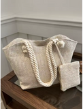 Boho Woven Beach Tote Bag – Large Capacity Shoulder Bag