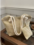 Boho Woven Beach Tote Bag – Large Capacity Shoulder Bag