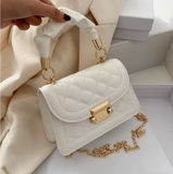 Mini PU Leather Chain Crossbody Bag - Quilted Shoulder Purse