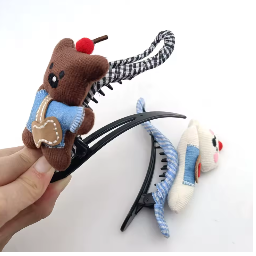 Cartoon Dog Bow Duckbill Hair Clip Barrette for Women & Girls