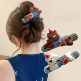 Cartoon Dog Bow Duckbill Hair Clip Barrette for Women & Girls