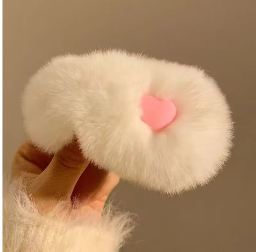 Cute Heart Plush Hair Clip in Candy Colors