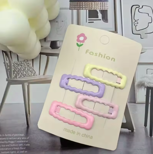 4pcs Wave BB Hair Clips - Cream, Versatile, Secure Hold