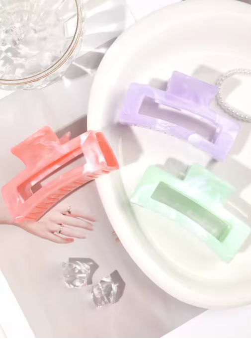 7-Pack 3.4" Matte Square Hair Claw Clips - Strong Hold