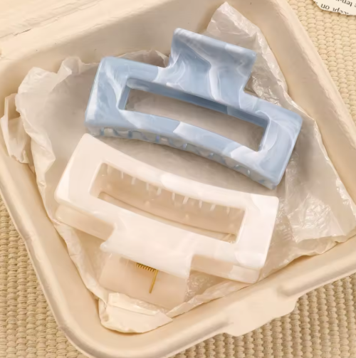 2-Pack Large Marble Hair Claw Clips for Thick Hair