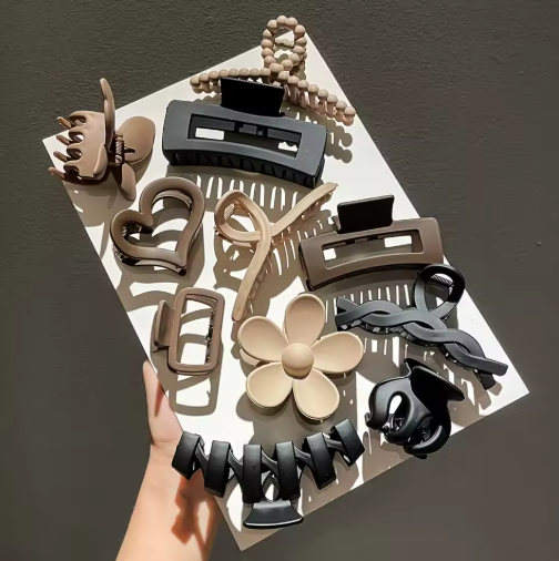 11-Piece Frosted Hair Claw Clips Set for Women