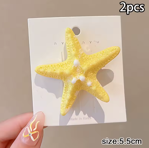 Starfish & Shell Hair Clips (2-Pack) – Beach-Inspired Accessories
