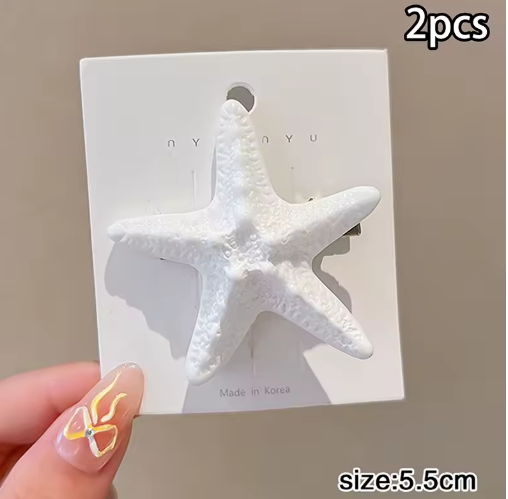 Starfish & Shell Hair Clips (2-Pack) – Beach-Inspired Accessories