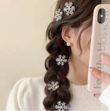 5-Pack Rhinestone Snowflake Hair Clips for Holidays