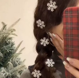 5-Pack Rhinestone Snowflake Hair Clips for Holidays