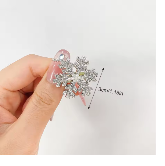 5-Pack Rhinestone Snowflake Hair Clips for Holidays