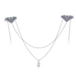 Vintage Silver Crystal Triangle Hair Clip with Chains