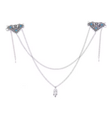 Vintage Silver Crystal Triangle Hair Clip with Chains