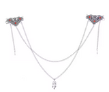Vintage Silver Crystal Triangle Hair Clip with Chains