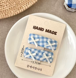 Blue Plaid Mini Hair Clips, Set of 2 or 8