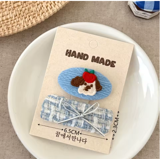 Blue Plaid Mini Hair Clips, Set of 2 or 8