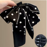 Polka Dot Big Bow Hair Clip in Black & White