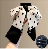 Polka Dot Big Bow Hair Clip in Black & White