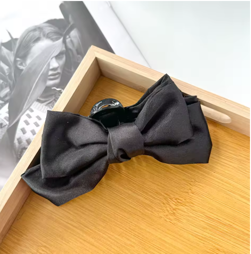 Satin Large Bow Hair Clip, Korean Style Claw Clip