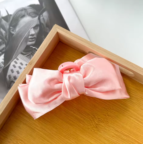 Satin Large Bow Hair Clip, Korean Style Claw Clip