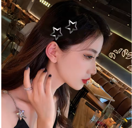 Silver Star Snap Hair Clips – Cute Hairpins for Women