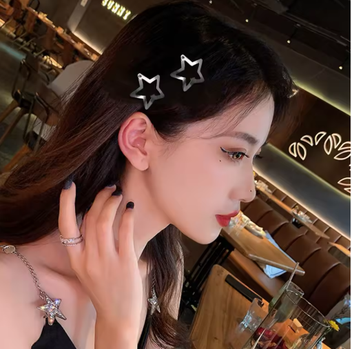 Silver Star Snap Hair Clips – Cute Hairpins for Women