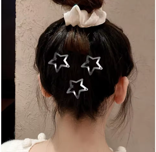 Silver Star Snap Hair Clips – Cute Hairpins for Women
