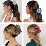 4-Pack Flower Hair Claw Clips, Coffee Brown – Strong Hold