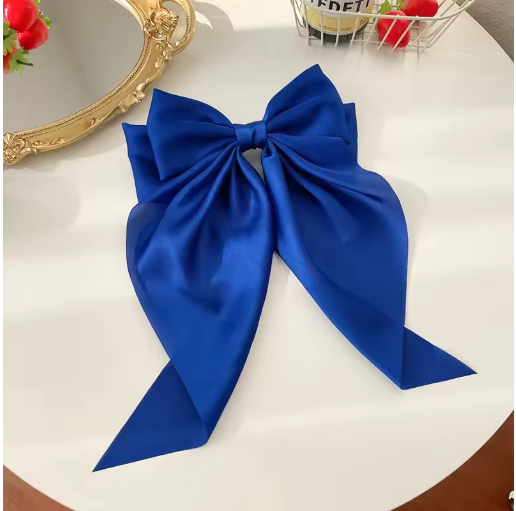 Big Bow Long Ribbon Hair Clip Barrette for Women & Girls