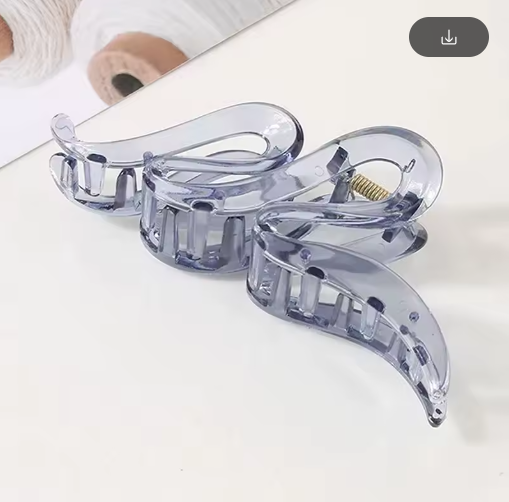 13 cm Wavy Shark Hair Clip - Matte & Clear Acrylic, Strong Hold