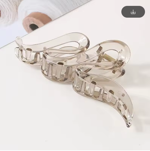 13 cm Wavy Shark Hair Clip - Matte & Clear Acrylic, Strong Hold