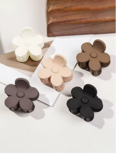 5-Piece Matte Flower Hair Claw Clips for Thin Hair