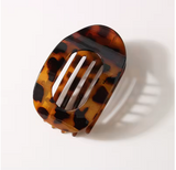 Leopard Oval Flat Hair Claw Clip - French Style, Large