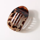 Leopard Oval Flat Hair Claw Clip - French Style, Large