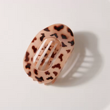 Leopard Oval Flat Hair Claw Clip - French Style, Large