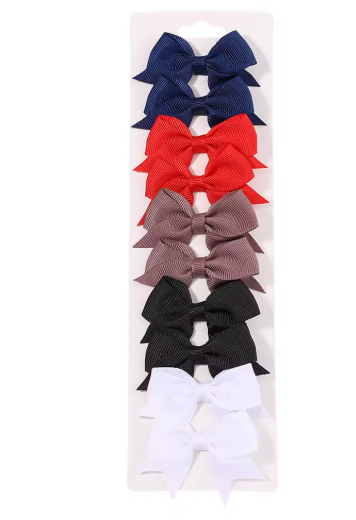 10-Piece Kids Bow Hair Clips – Handmade Solid Colors