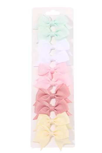 10-Piece Kids Bow Hair Clips – Handmade Solid Colors