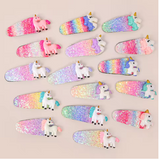 Unicorn Rainbow Glitter BB Hair Clips Set (16pcs)