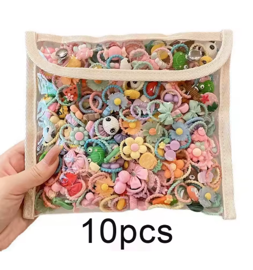Cartoon Hair Ties for Girls – 10/20/50 Pack Cute Elastic Bands