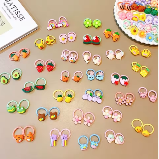 Cartoon Hair Ties for Girls – 10/20/50 Pack Cute Elastic Bands