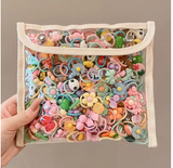 30pcs Girls Elastic Hair Bands – Cute Cartoon & Floral Set