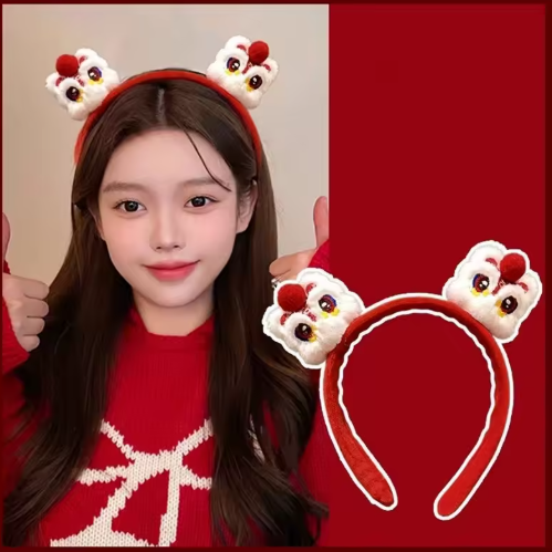 Red Lion Headband for Girls – Lunar New Year Hair Accessory