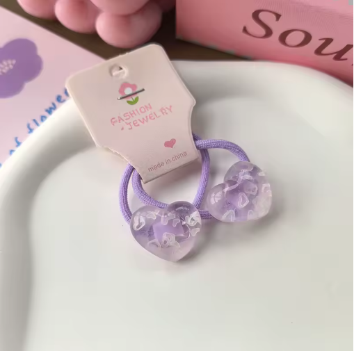 2-Pack Kids Heart Princess Elastic Hair Bands