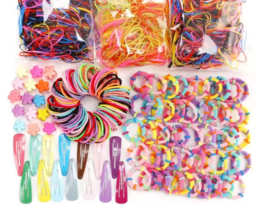 780-Piece Kids Hair Accessories Set – Cute Bands & Scrunchies
