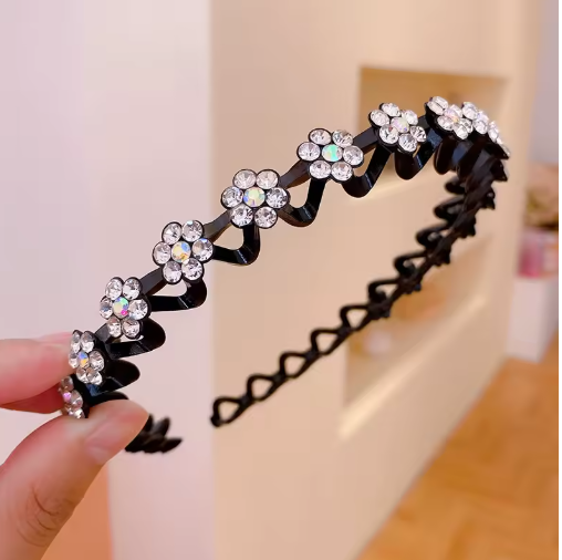 Rhinestone & Pearl Non-Slip Flower Headband