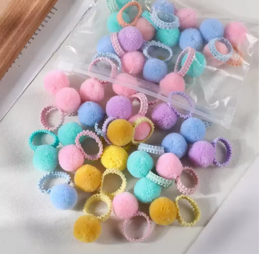 20-Pack Colorful Fluffy Hair Elastics for Kids