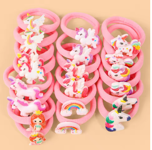 10-Pack Unicorn Hair Ties for Girls