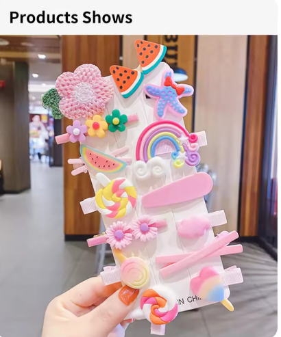 Cartoon Flower & Fruit Hair Clip Set for Kids | Barrettes